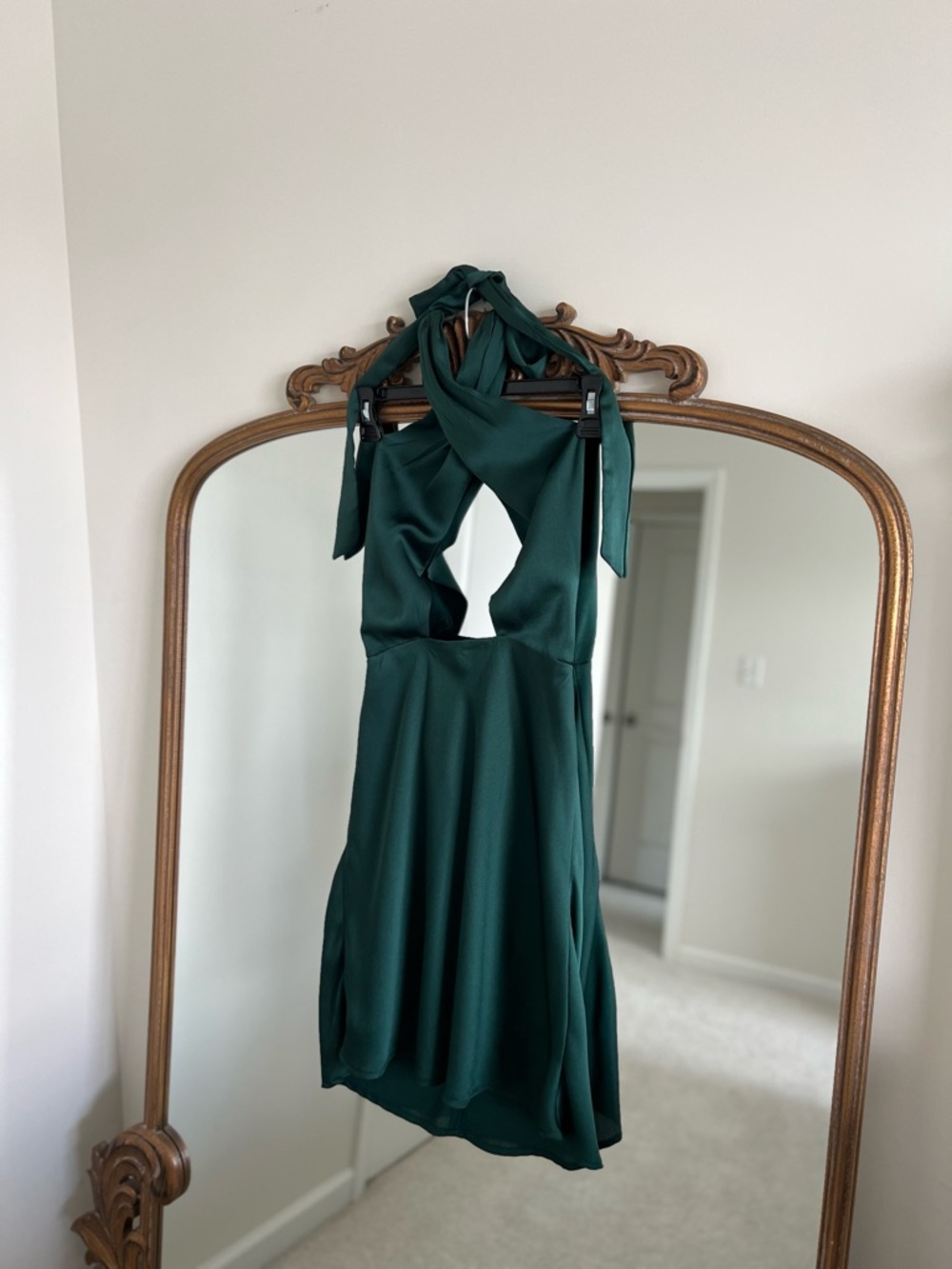 Hello Molly Forest Green Halter Mini Dress